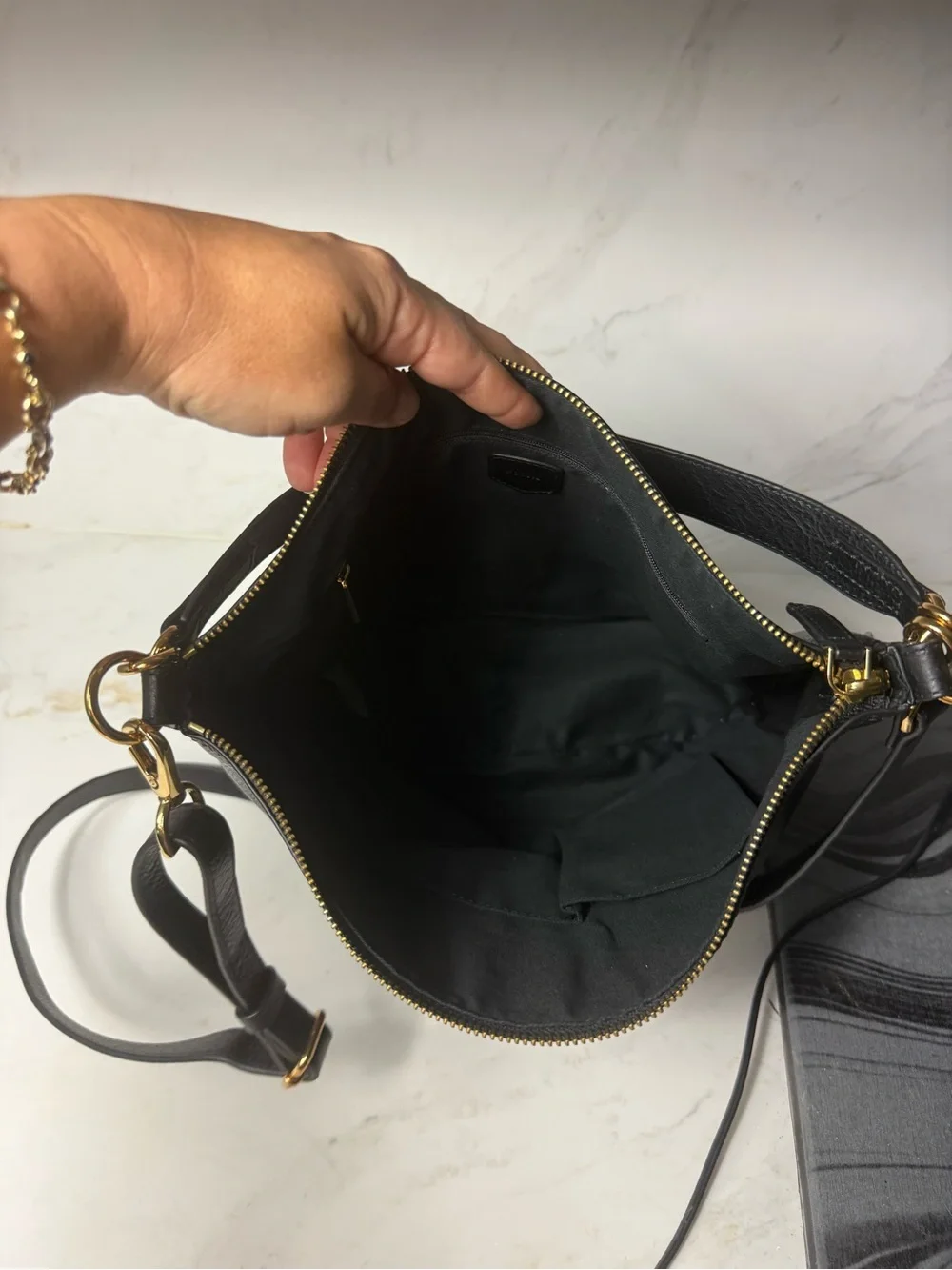 Fossil Jolie Black Leather Hobo Bag